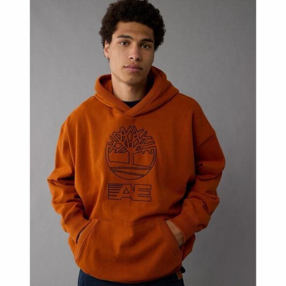 Timberland x American Eagle Hoodie Embroidered Cotton Orange NWT Mens Large
